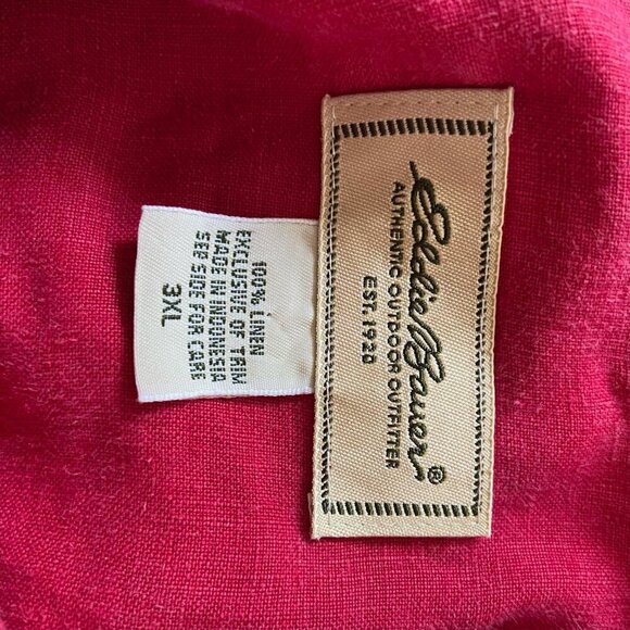 Eddie Bauer 100% Linen Red Button Down T Shirt Men's 3XL with Chest Pockets - Picture 9 of 9